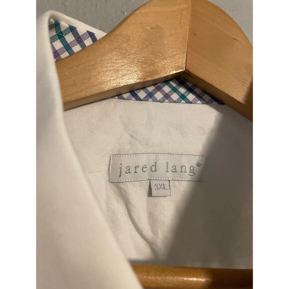 Jared Lang Mens Shirt Size 3XL White Long Sleeve Button Up Contrast Cuff Preppy - Picture 2 of 8
